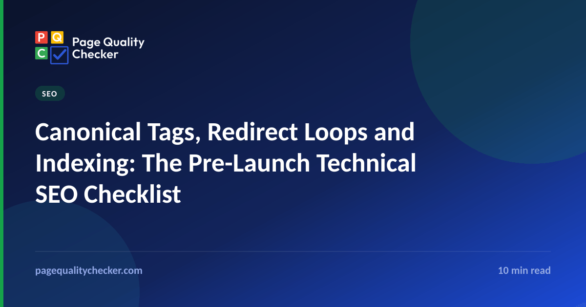 Canonical Tags, Redirect Loops and Indexing: The Pre-Launch Technical SEO Checklist